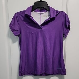 Nike Purple Fitted Polo Blouse Dry Fit L